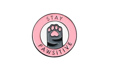 Stay pawsitive Pin/Funny Cute Cat Pins/Cat Memes/Cat mom/Good vibe/Stay Positive - Image 1 of 4