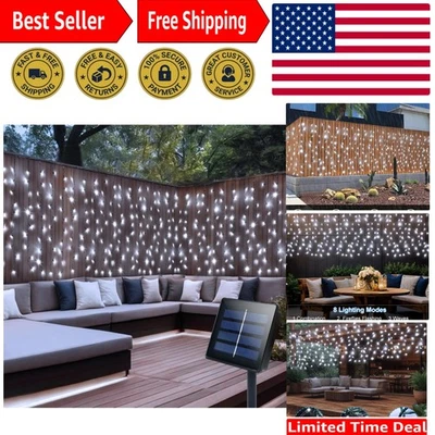 Solar Curtain Lights,13ft x 3.3ft 200 LED Outdoor Solar Curtain Lights Waterp... - Image 1 of 4