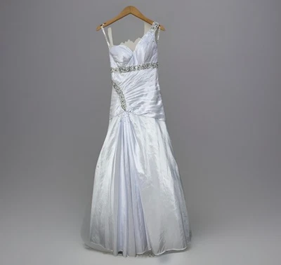 Tony Bowls 白色礼服 2 码舞会婚礼串珠正式礼服珠/亮片 — 第 1/4 张图片