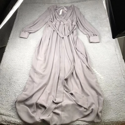 Baltic Born Lydia Maxi Dress Womens XL Gray Chiffon Tie Waist Surplice NEW NWT - Image 1 of 4