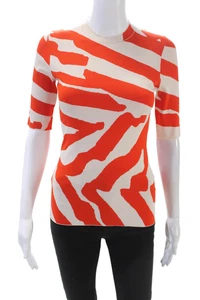 Top donna Proenza Schouler girocollo astratto a righe casual arancione taglia XS - Foto 1 di 6