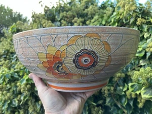 Charlotte Rheade Art Deco 20er Jahre schöne Keramik Krone Herzog Schale groß 13" - Bild 1 von 17