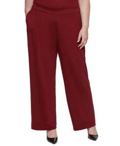 Calvin Klein Plus Maroon Wide Leg Pants - Work Pants 1X - Picture 1 of 3