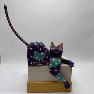 Künstler Francisco Hernandez-Cruz mexikanische Volkskunst bemalt Holz Alebrije Katze - Bild 1 von 10