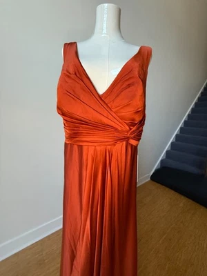 NWT Formal Terra Cotta Satin Bridesmaid Mother of Bride Gown dress, SIZE 16 W - Image 1 of 4