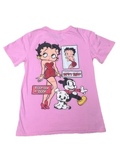 Betty Boop Pink Graphic Print Short Sleeve T Shirt Womens Size XS - Picture 1 of 6
