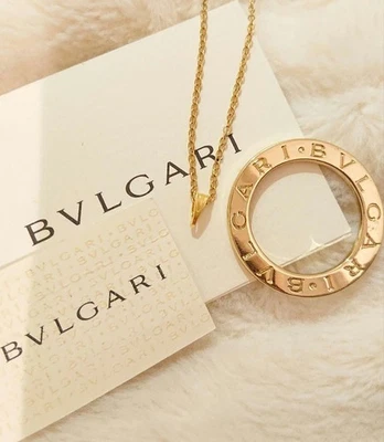 Bulgari Gold Logo Charm Necklace Chain Used Authentic Unused - Image 1 of 4