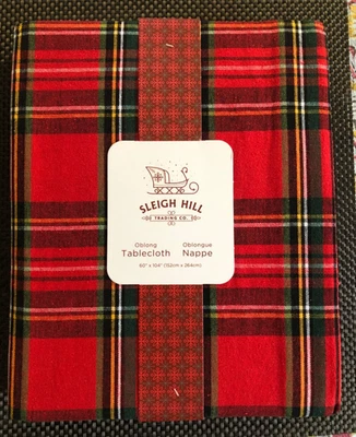 Sleigh Hill TARTAN PLAID 60 x 104"  Red Tablecloth -- NWT - Image 1 of 2
