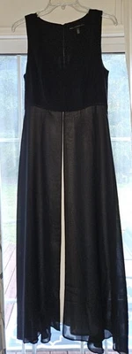 White House Black Market Sz 8 JumpSuit With Full Sheer Skirt Black And White Exc - Image 1 of 4