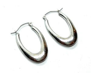 Vintage 9CT White Gold Hoop Lever-back Earrings 1.40 grams - Picture 1 of 7