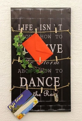 Memoboard Shabby 68 cm 15812 Schwarz Vintage Pinnwand Stoff Küche Notiztafel - Bild 1 von 4