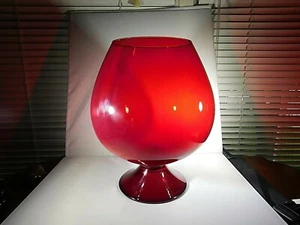 Large Ruby Red Vase or Overgrown Bulbous Snifter 10.5 Inches Tall - Picture 1 of 6