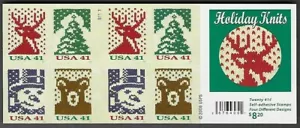 4210b MNH 2-sided Booklet of 20, 41-cent "Christmas Knits"stamps - Picture 1 of 2