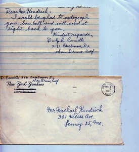 Dolph Camilli Brooklyn Dodgers STAR hand written note postmarked 1964. VERY RARE - Picture 1 of 1