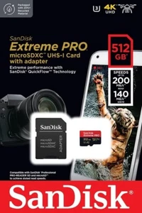 SanDisk Extreme PRO 512GB microSDXC Memory Card SD Adapter Brand New - Photo 1 sur 1