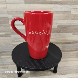 Naughty Or Nice Christmas Coffee Mug Kathy Phillips Pottery Tall Red White 16oz - Picture 1 of 9