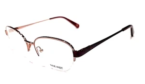 Nine West NW1060 Gold Metal Oval Half Rim Eyeglasses Frames 50-17 135 New - Picture 1 of 6