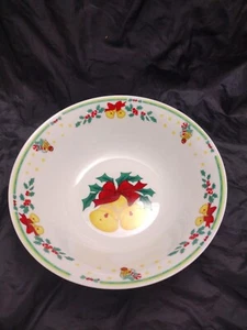 Vintage Soup Cereal Bowl by Houseware Inter. w Christmas Xmas Bells Red Ribbon - Picture 1 of 3