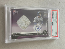 2020 Topps Now WORLD SERIES Dodgers COREY SEAGER Game Used Base Relic AUTO PSA 9
