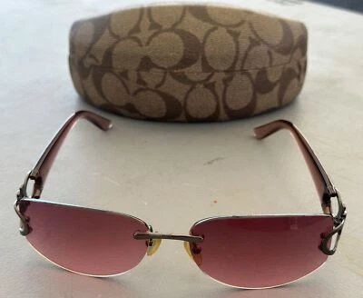 Vintage Coach SSPAIR S2402-4B Rose Gold Rimless Burgundy Lens Sunglasses w/ Case - Image 1 of 4