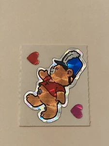 Vintage Sticker BJ Prism Bear Hearts Sticker VTG HTF 80s - Picture 1 of 2