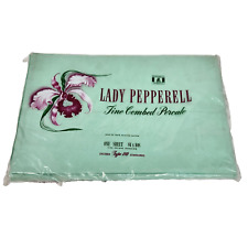 VINTAGE LADY PEPPERELL SIZE 81" x 108" PASTEL GREEN BED SHEET NEW NOS