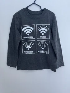 TCP Kids Boys Wifi The Struggle Is Real Crewneck Long Sleeve Shirt Dark Gray XS - Picture 1 of 4