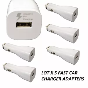 LOT 5 fast rapid Car Charger 2A adaptive POWER Adapter FOR IPHONE 5 6 7 8 PLUS - Picture 1 of 5