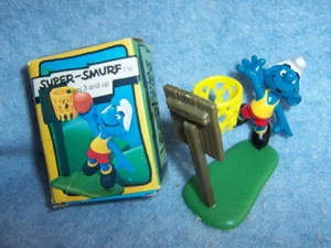 1980 Schleich Peyo Super Smurf Basketball Player with box, Hong Kong - Picture 1 of 4