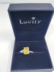 louily stunning radiant cut yellow sapphire engagement ring in sterling silver - Picture 1 of 7