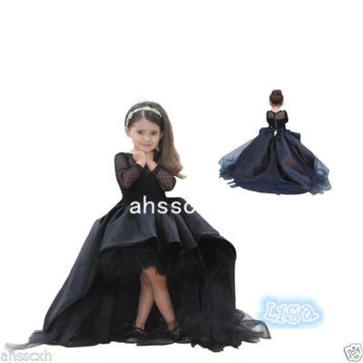 2020 Ball Gown Flower Girl Dresses Little Girls Party Dress Black Pageant Gowns - Image 1 of 4