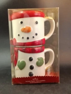 Hallmark Christmas Stackable Snowman Mugs Set Of 2 Holiday Coffee Mugs NEW & OBO - Picture 1 of 8