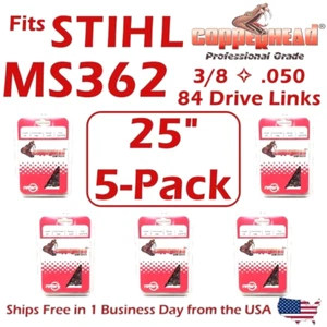 Cadenas de cincel completo profesional Copperhead 5-Pk 25" para STIHL MS362 33RS-84 3/8 .050 84DL - Imagen 1 de 8