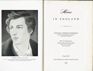 Heine In England 1942 Stanton Wormley Literary Criticism German Significance - Picture 1 of 2