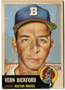 1953 Topps #161 Vern Bickford Boston Braves - White Biography - Picture 1 of 2
