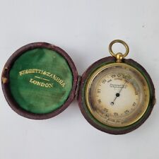 Antique Gilt Brass Pocket Barometer In Leather Case Negretti & Zambra?