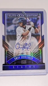2015 Elite Extra Edition Prospect Auto Status Blue Die Cut #164 Omar Carrizales - Picture 1 of 2