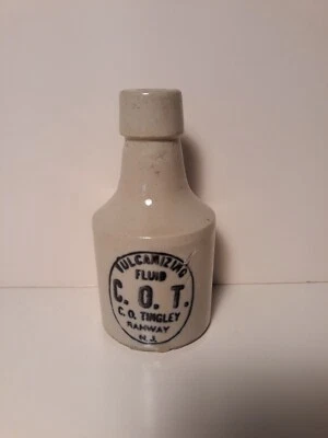 STONEWARE BOTTLE   C.O.T.   TINGLEY  RAHWAY  NEW JERSEY - Image 1 of 4
