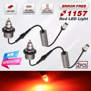 2x 1157 Red LED Brake Stop Tail Light Parking Bulbs High Power w/ PREWIRED LR - Bild 1 von 8