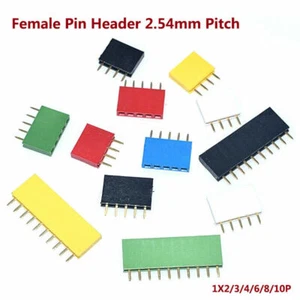 2.54mm Pitch Female Pin Header Strip Connector Socket 1X2/3/4/6/8/10P Single Row - Picture 1 of 4