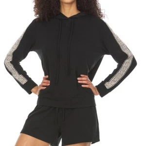 Nuevo con etiquetas Flora Negro Cepillo Tejido 2 Piezas Salón Sudadera Pantalones Cortos PJ Set M 10-12 - Imagen 1 de 9