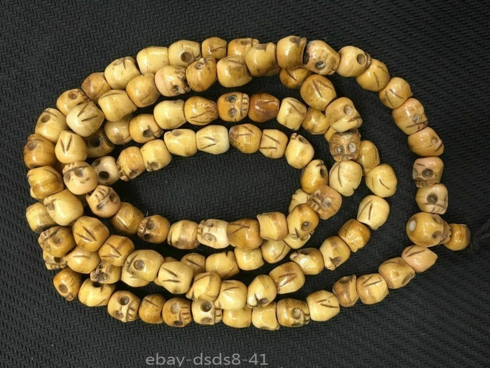 YAK BONE SKULL Prayer Beads Necklace ! Tibetan Buddhist Mala shaman Rosary 108 - Image 1 of 4