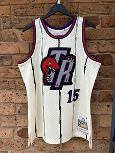 Vince Carter Raptors Mitchell & Ness Cream Chainstitched NBA Jersey Sz 44 Large - Picture 1 of 14
