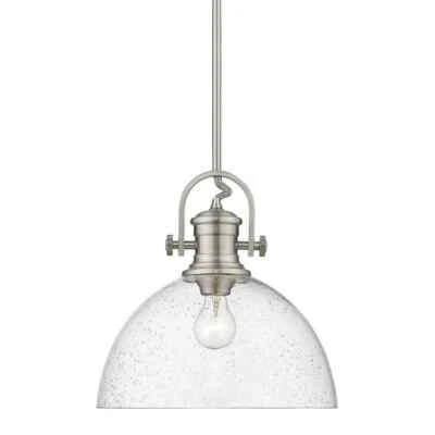 Golden Lighting Hines 1-Light Pewter Pendant  Seeded Glass - Image 1 of 4