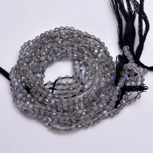 100% Natural Labradorite Gemstone Round Faceted Beads 3X3 mm Strand 13" EB-240 - Picture 1 of 2