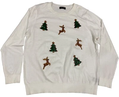 Woman’s Victoria Harbour White Christmas Holiday Sweater  Sequin Size L - Image 1 of 4