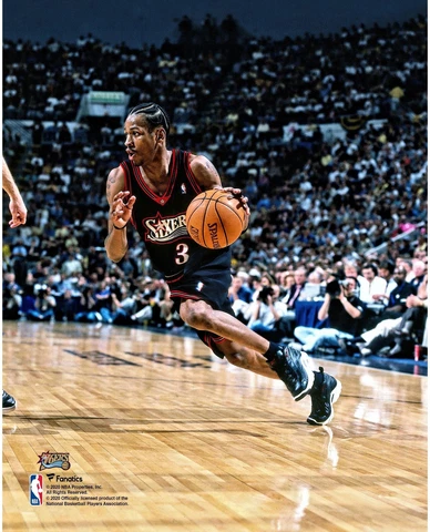 Allen Iverson Philadelphia 76ers Unsigned Dribbling In Black 8" x 10" Photo Cover