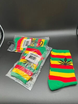 3 пары мужских спортивных длинных носков из хлопка с листьями марихуаны - Изображение 1 из 4