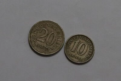 🧭 🇪🇪 ESTONIA 10 SENTI 1931 + 20 SENTI 1935 B34 #13N ZB30 - Image 1 of 2