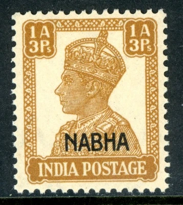 British India 1944 KGVI Nabha State 1a3p Bister Scott #105 MNH K463 - Image 1 of 4